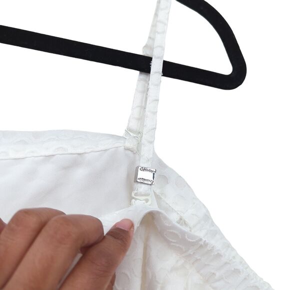 Calvin Klein Women 14 Dress White Cold Off Shoulder Eyelet Polyester - Picture 7 of 9